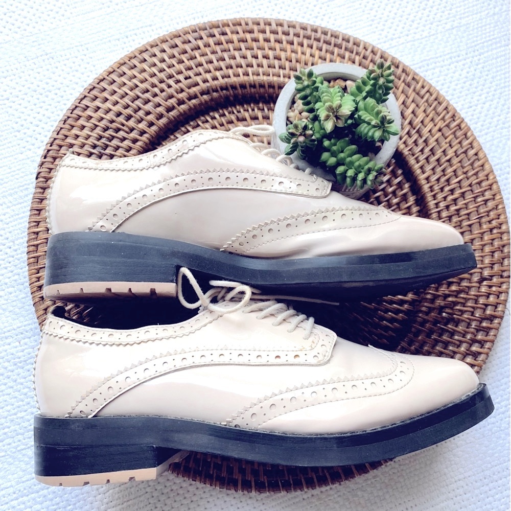 Gunmetal, Tan Colored Marushka Ivory Patent Leather Win